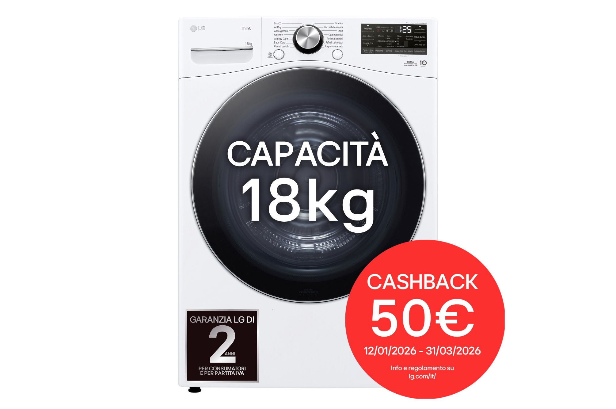 Foto frontale asciugatrice RH18U8AVCW con cashback